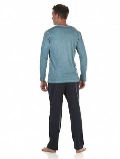 Мужская пижама (лонгслив бирюзовый и брюки серые) Tom Tailor RT71009/5609 620